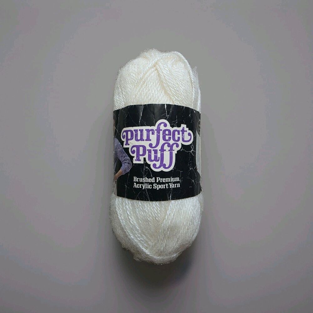 Vintage Caron Purfect Puff Brushed Acrylic Sport Yarn Off White NOS 1.75 oz